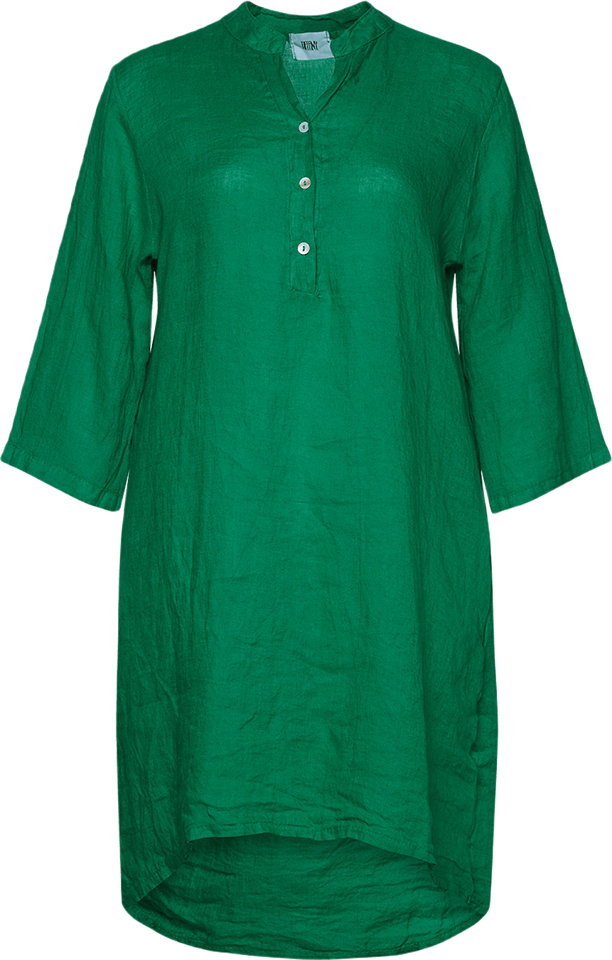17690p, Shirt Dress With Pocket, Linen - Apple Green, från Tiffany, i färgen apple green.