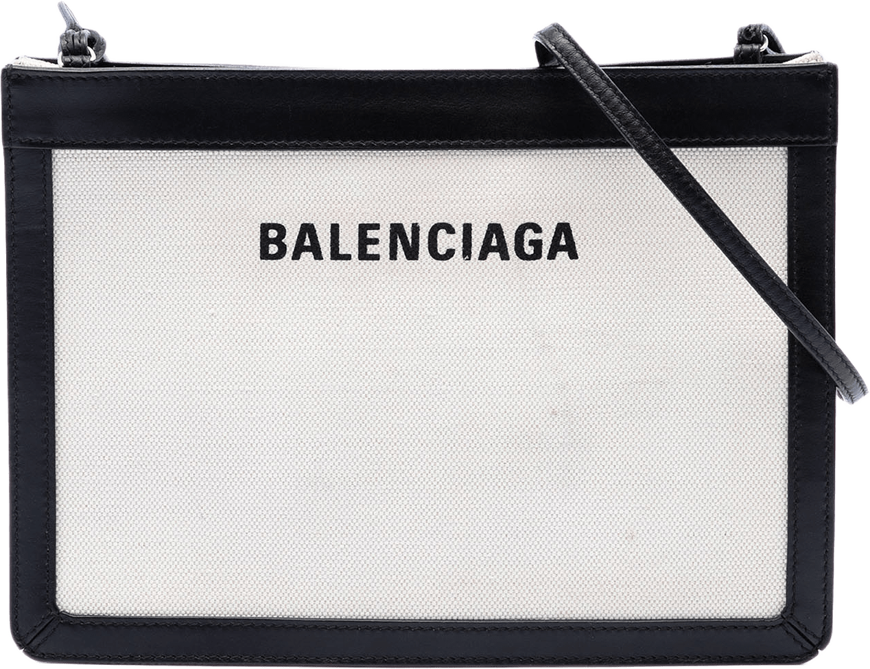 Balenciaga Canvas Navy Pochette M Crossbody, från Luxclusif, i färgen svart.