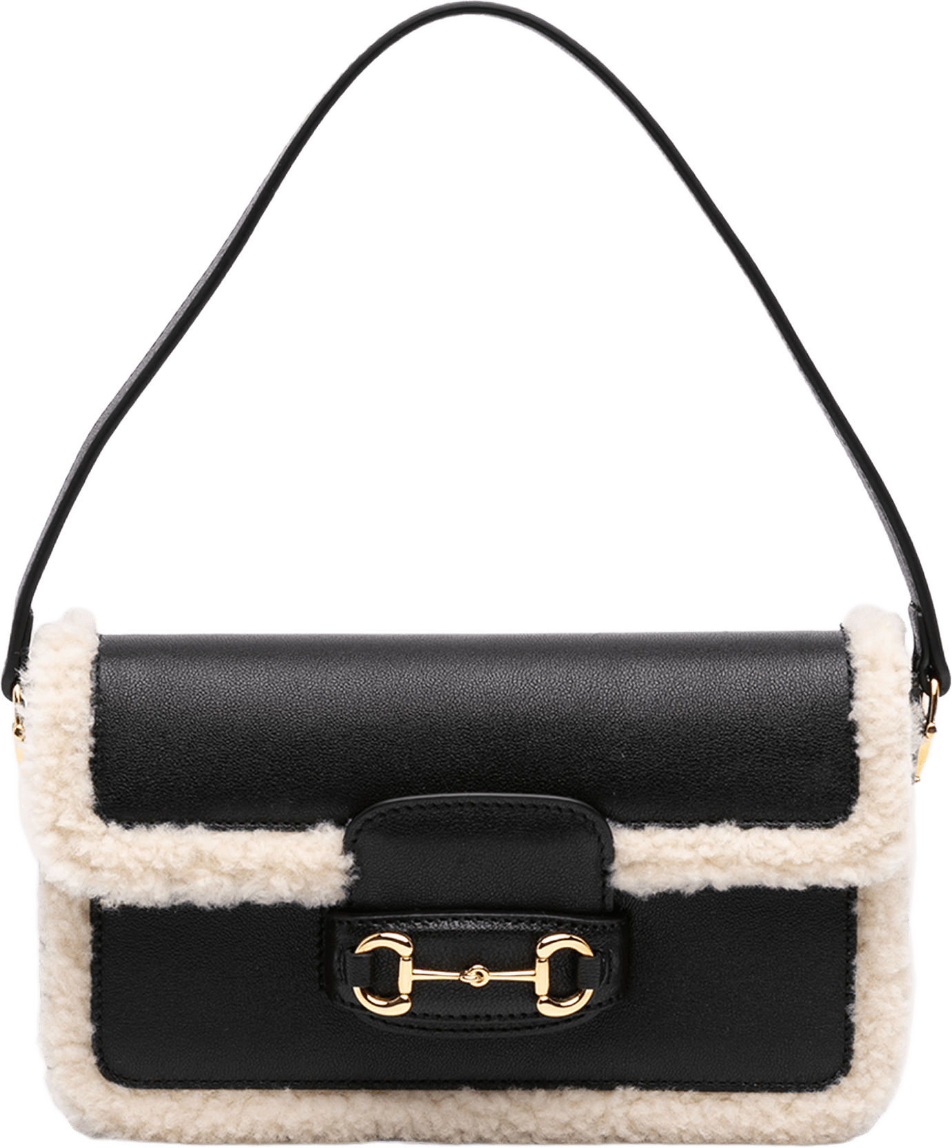 Gucci Mini Shearling Calfskin 1955 Horsebit Handbag, från Luxclusif, i färgen svart.
