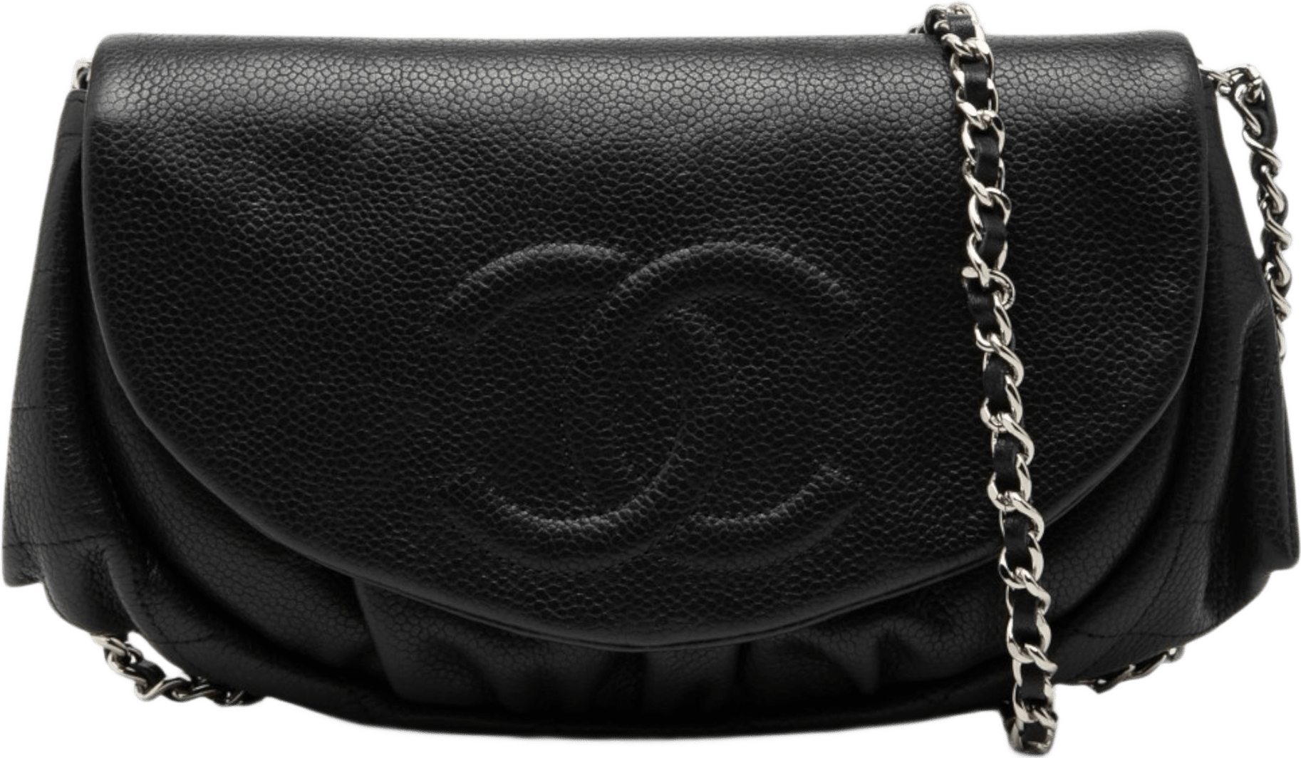 Chanel Cc Caviar Half Moon Wallet On Chain, från Luxclusif, i färgen svart.