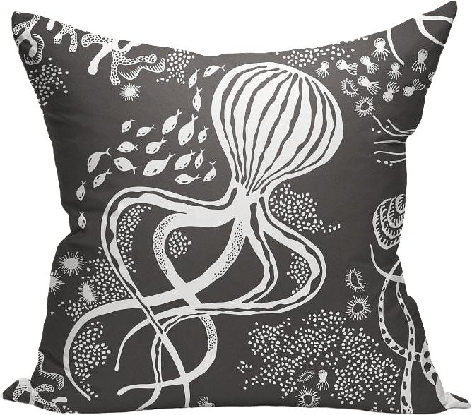 Kuddfodral Aquatic 50x50cm Svart/vit, från Littlephant, i färgen svart/vit.