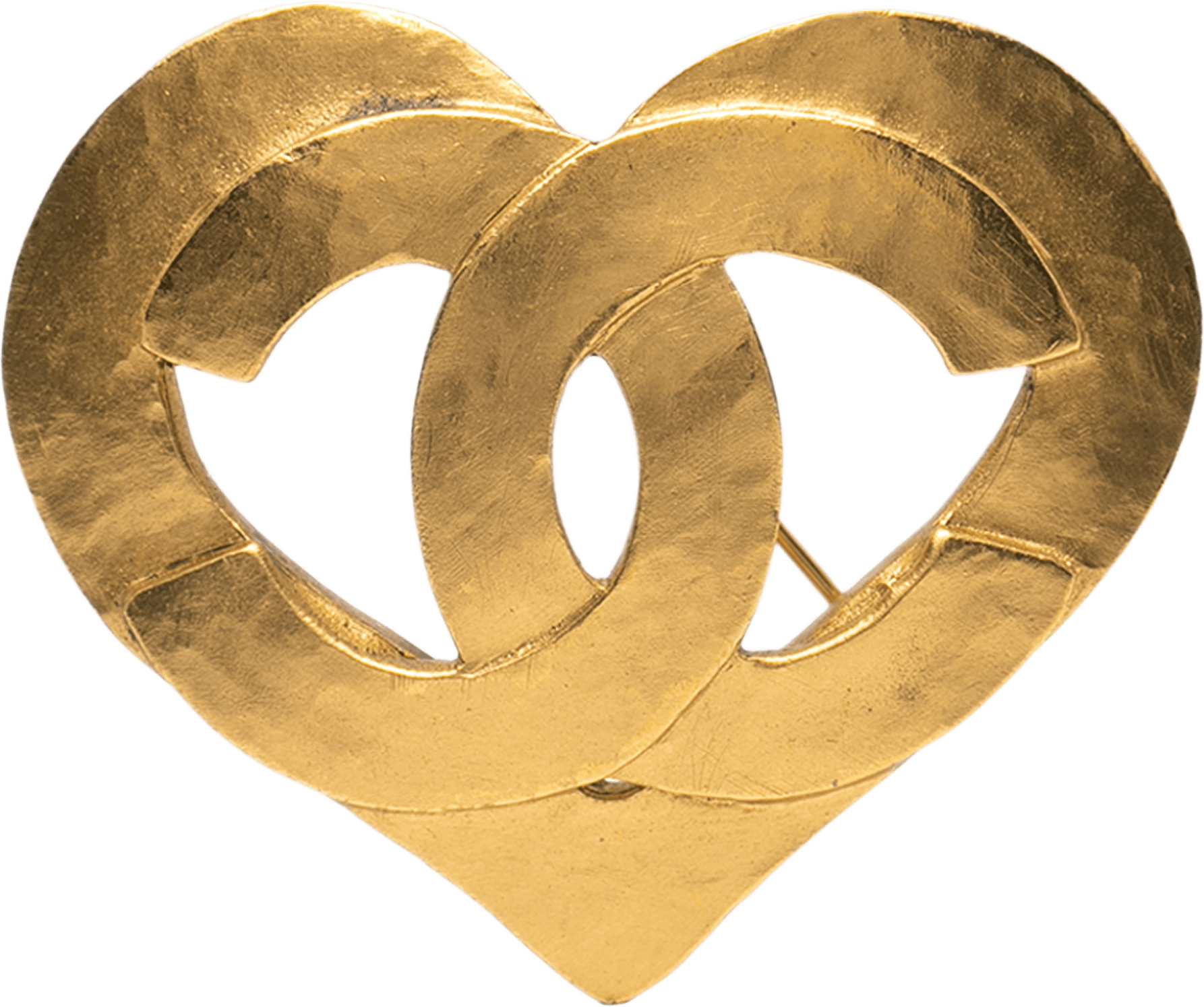 Chanel Gold Plated Cc Heart Brooch, från Luxclusif, i färgen gold.