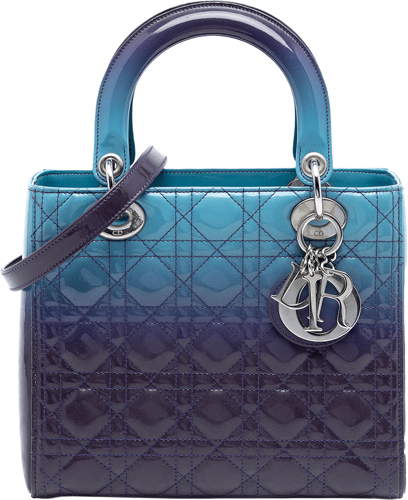 Dior Medium Ombre Patent Cannage Lady Dior, från Luxclusif, i färgen violet.