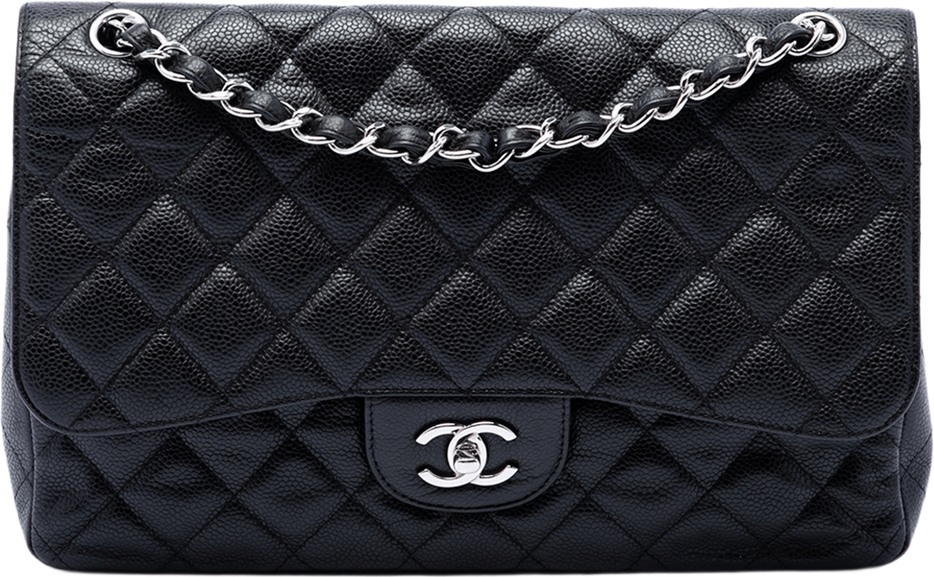 Chanel Jumbo Classic Caviar Double Flap, från Luxclusif, i färgen svart.