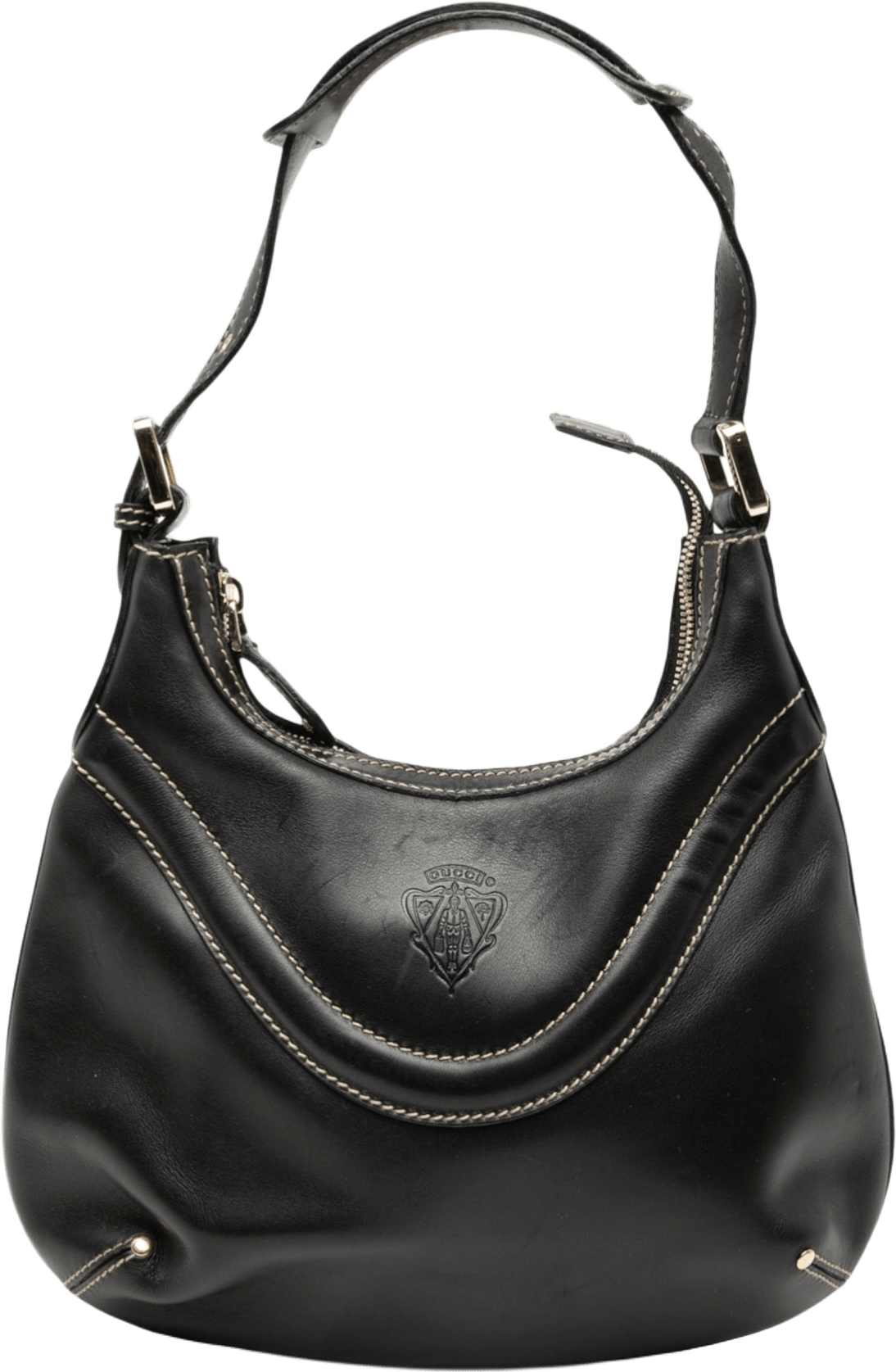 Gucci Leather Hysteria Crest Shoulder Bag, från Luxclusif, i färgen black.