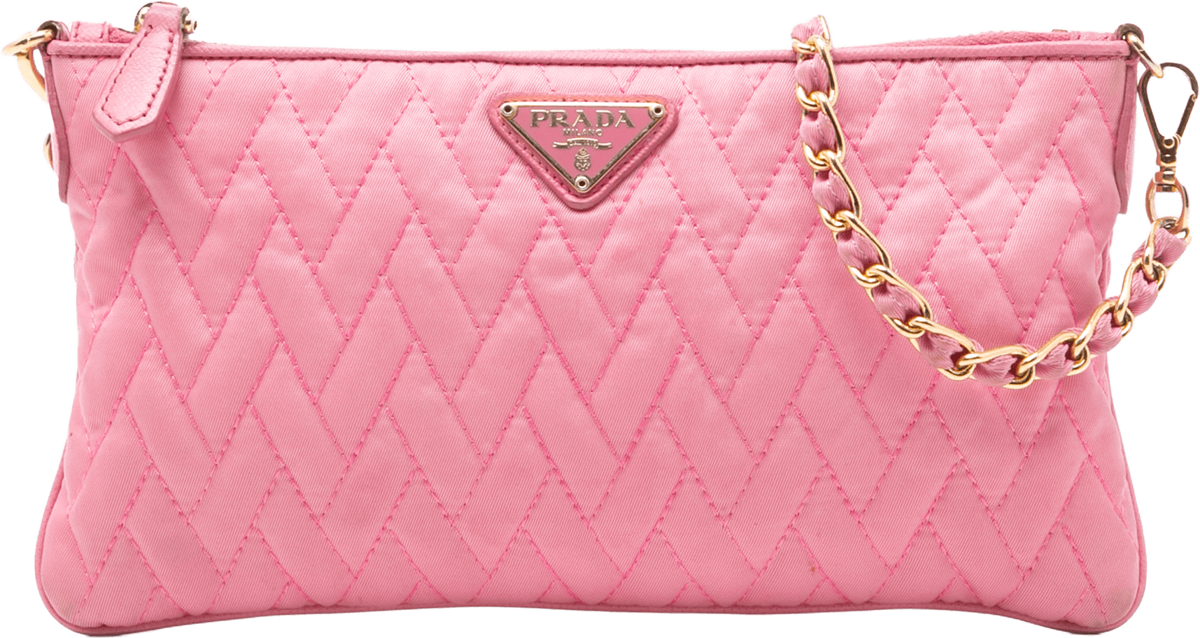 Prada Impuntu Tessuto Chain Crossbody, från Luxclusif, i färgen pink.