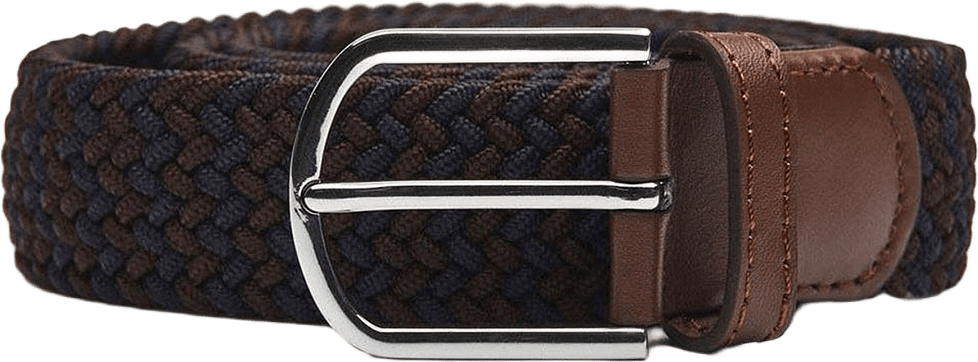 Flätat Bälte Saguenay, från John Henric, i färgen brunt & marinblått.