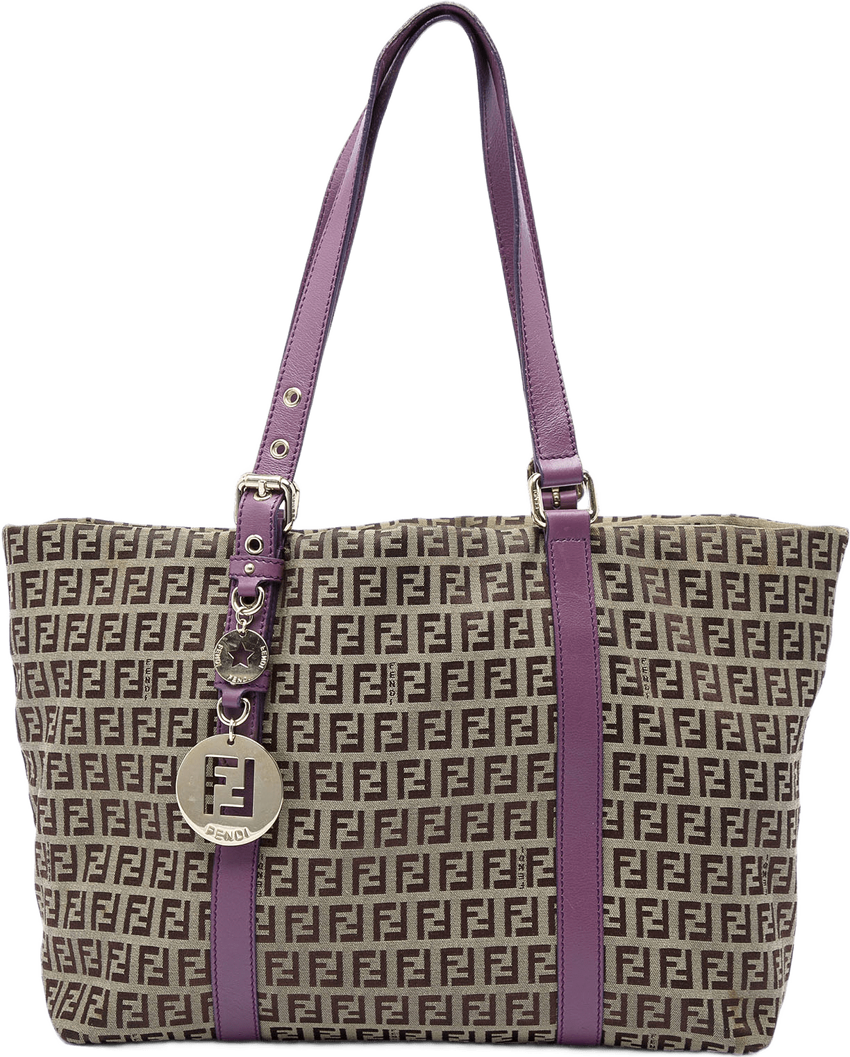 Fendi Zucchino Canvas Superstar Tote, från Luxclusif, i färgen beige.