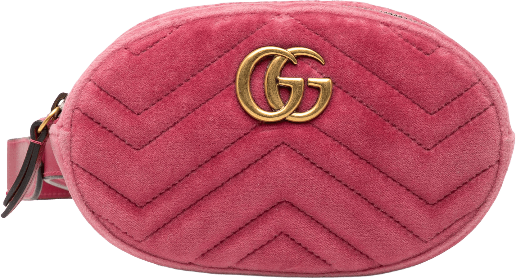 Gucci Gg Marmont Matelasse Velvet Belt Bag, från Luxclusif, i färgen pink.