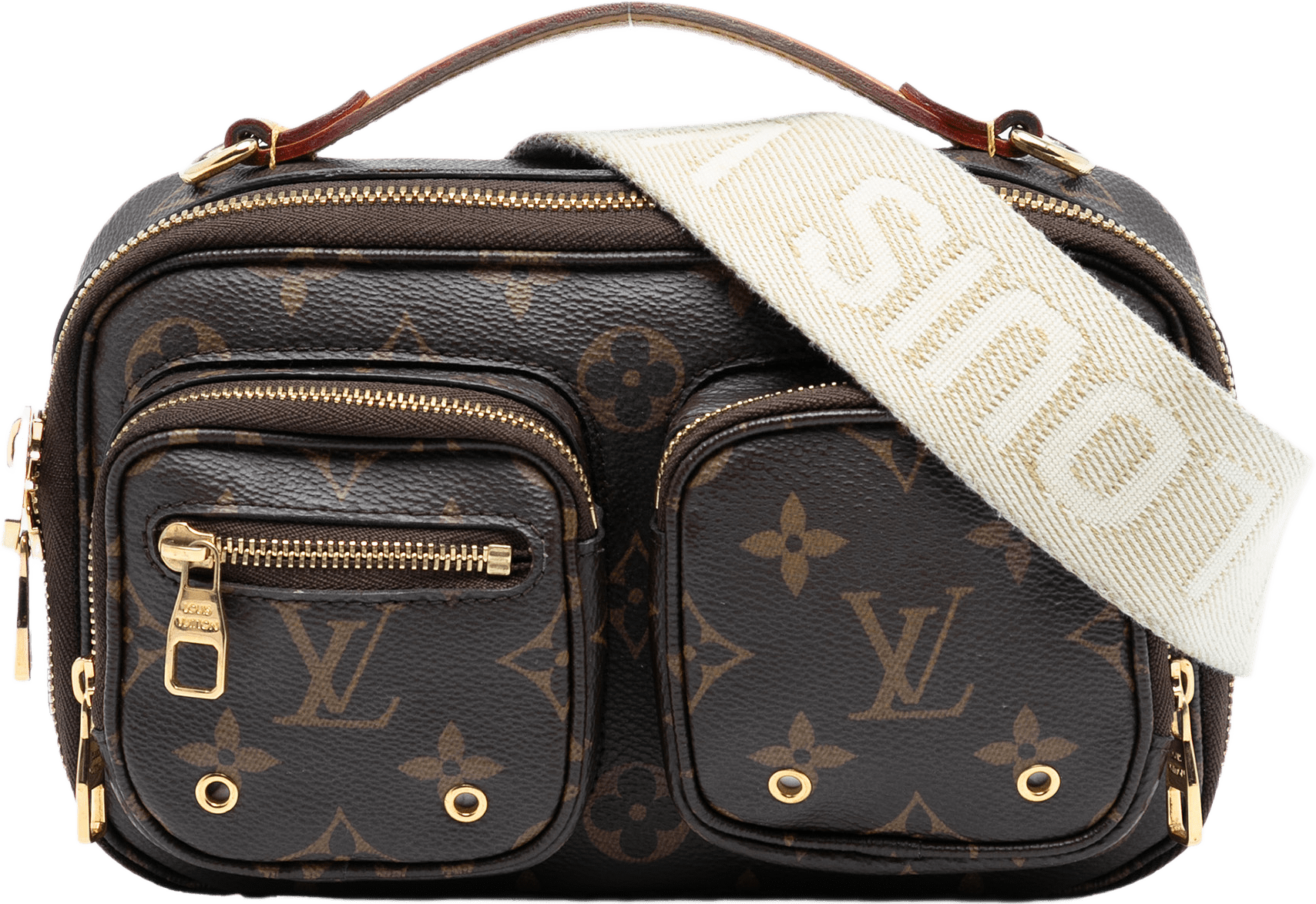 Louis Vuitton Monogram Utility Satchel, från Luxclusif, i färgen brun.