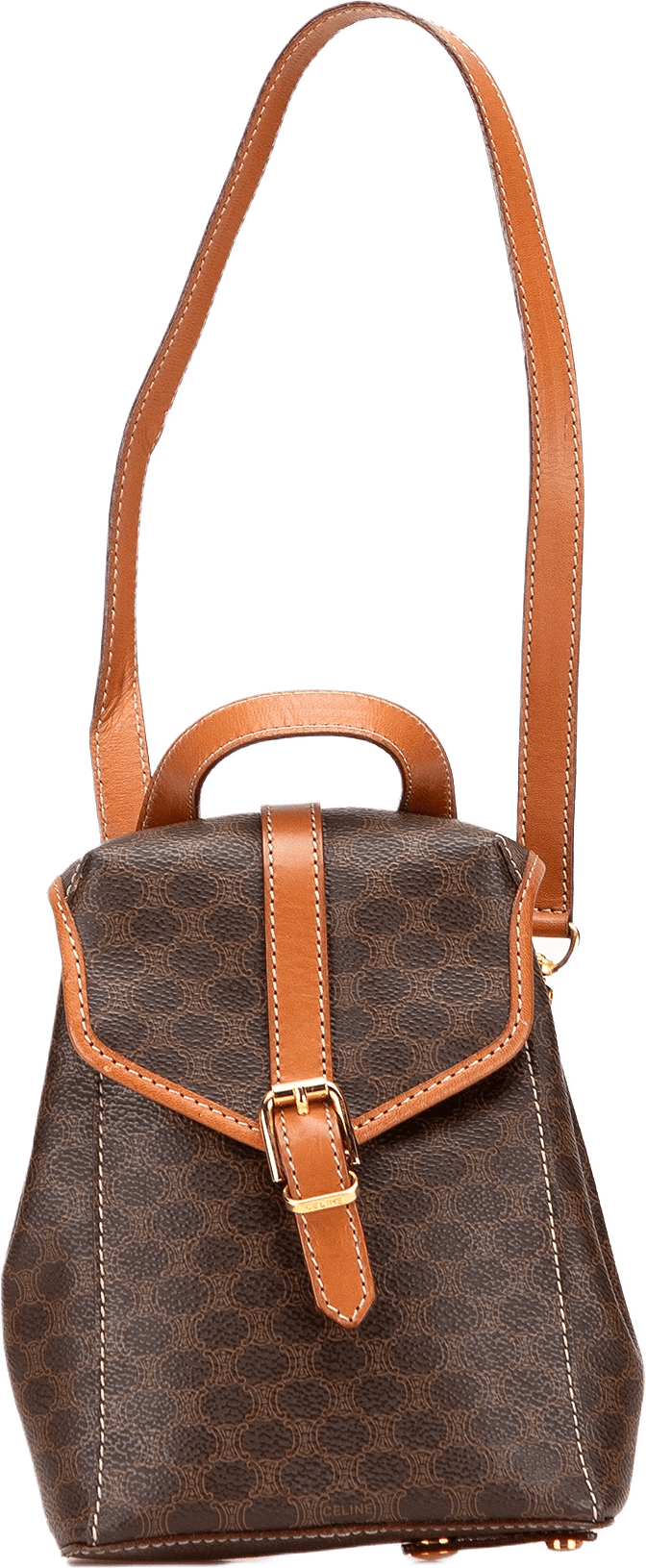 Celine Mini Macadam Coated Canvas Twin Backpack, från Luxclusif, i färgen brown.