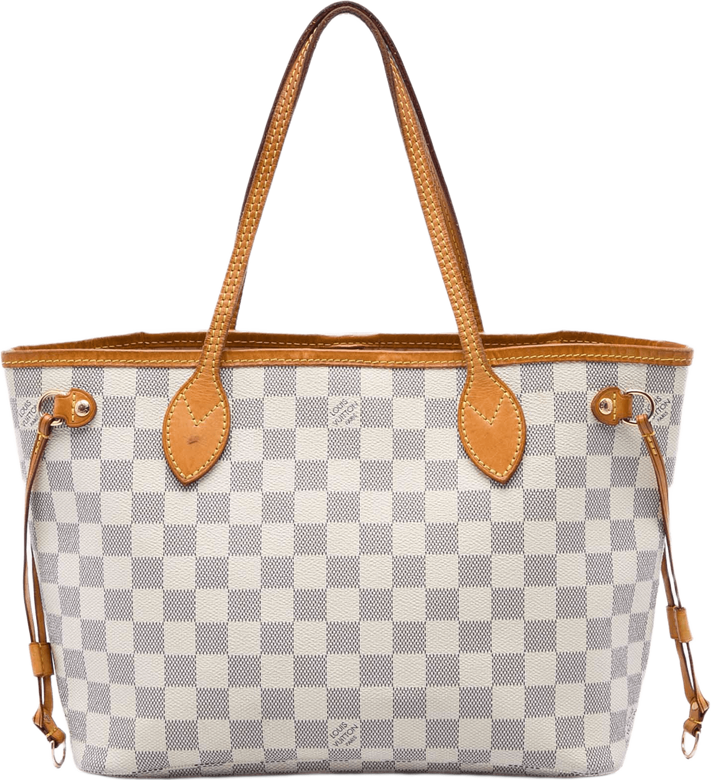 Louis Vuitton Damier Azur Neverfull Pm, från Luxclusif, i färgen vit.