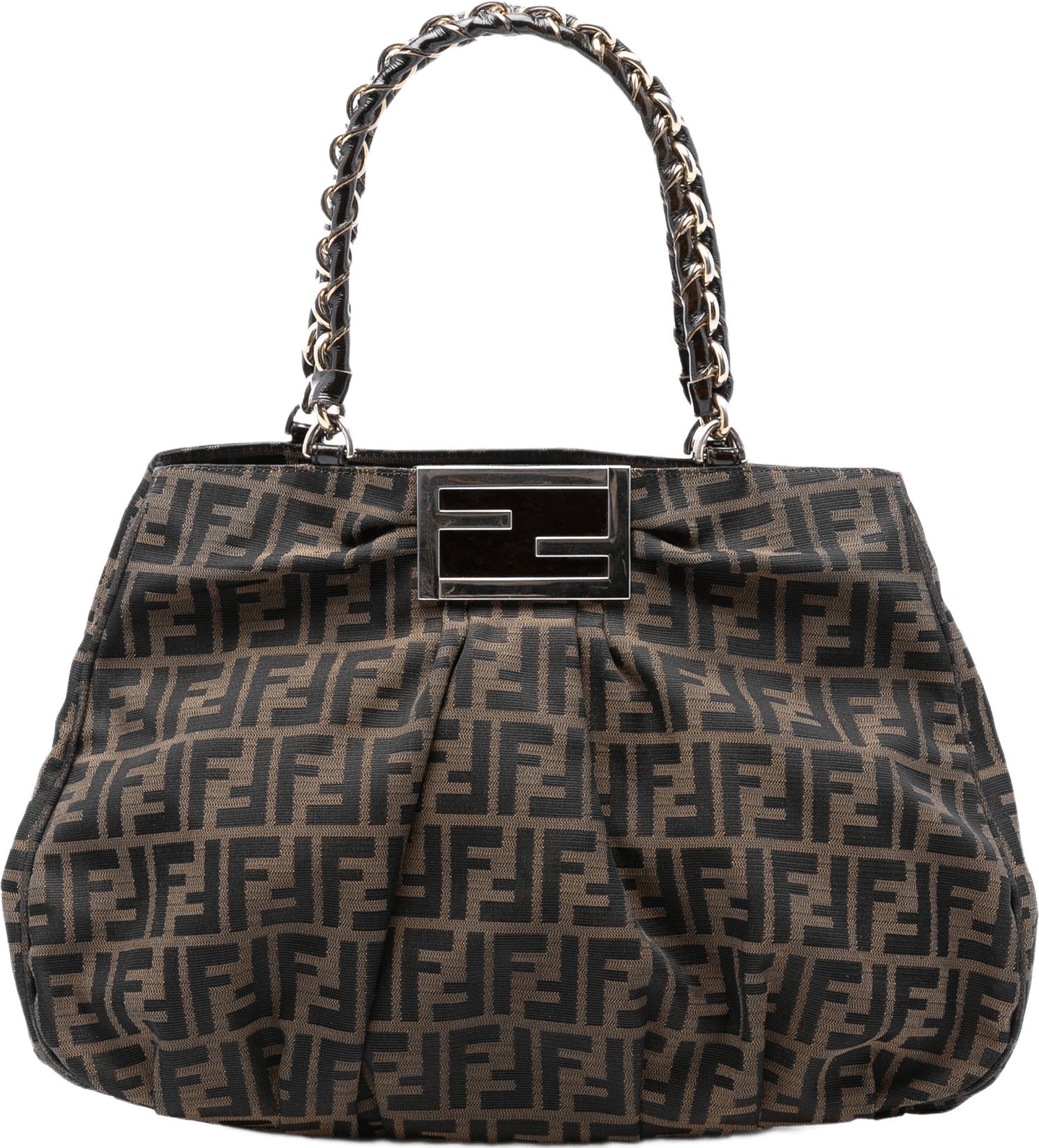 Fendi Large Zucca Canvas Mia Tote, från Luxclusif, i färgen brown.