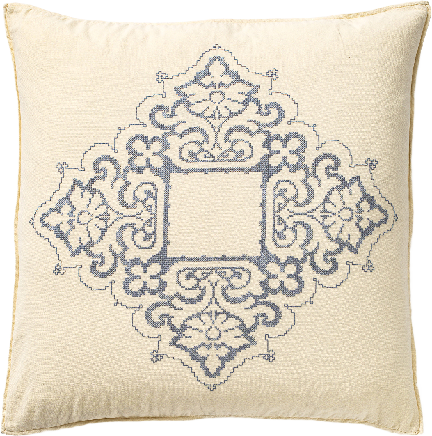 Hanna Kuddfodral, från Fridhem Interior, i färgen grädde/duvblå.