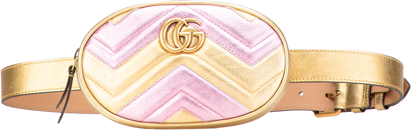 Gucci Gg Marmont Matelasse Leather Belt Bag, från Luxclusif, i färgen gold.