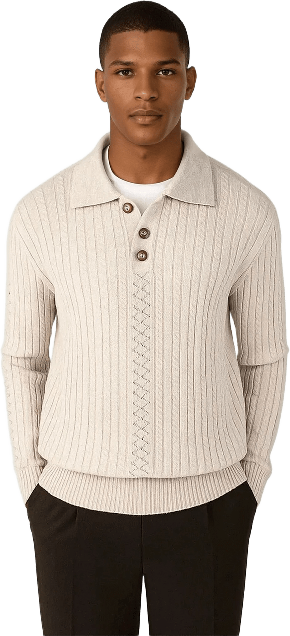 Jules Knitted Polo, från Ciszere, i färgen beige.