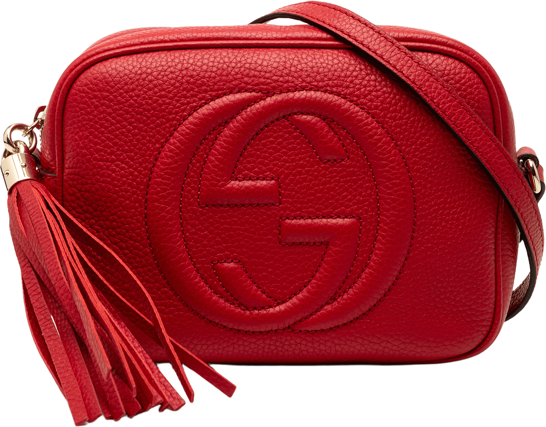 Gucci Leather Soho Disco Crossbody, från Luxclusif, i färgen red.