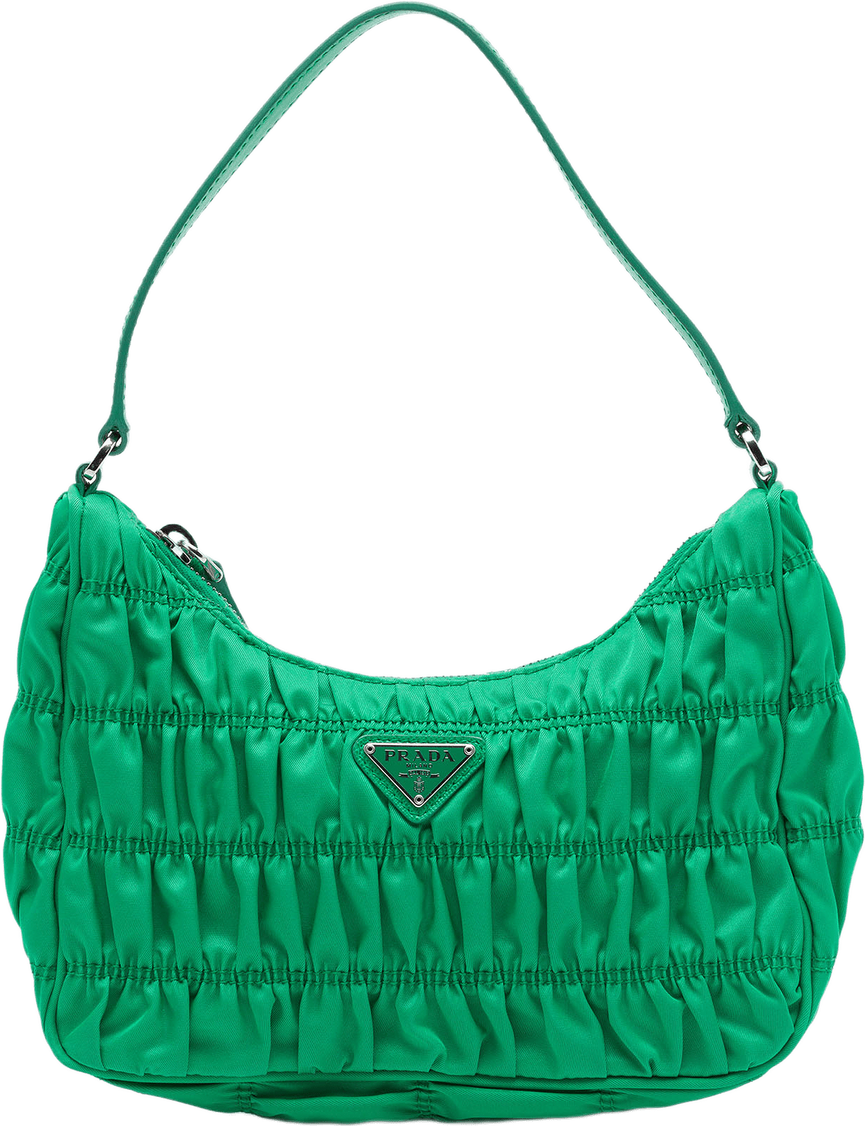 Prada Tessuto Gaufre Re Edition Shoulder Bag, från Luxclusif, i färgen grön.