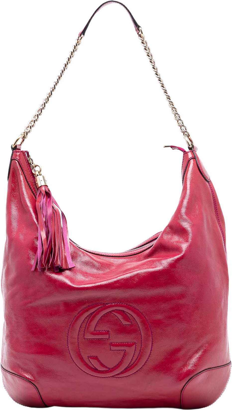 Gucci Patent Soho Shoulder Bag, från Luxclusif, i färgen red.