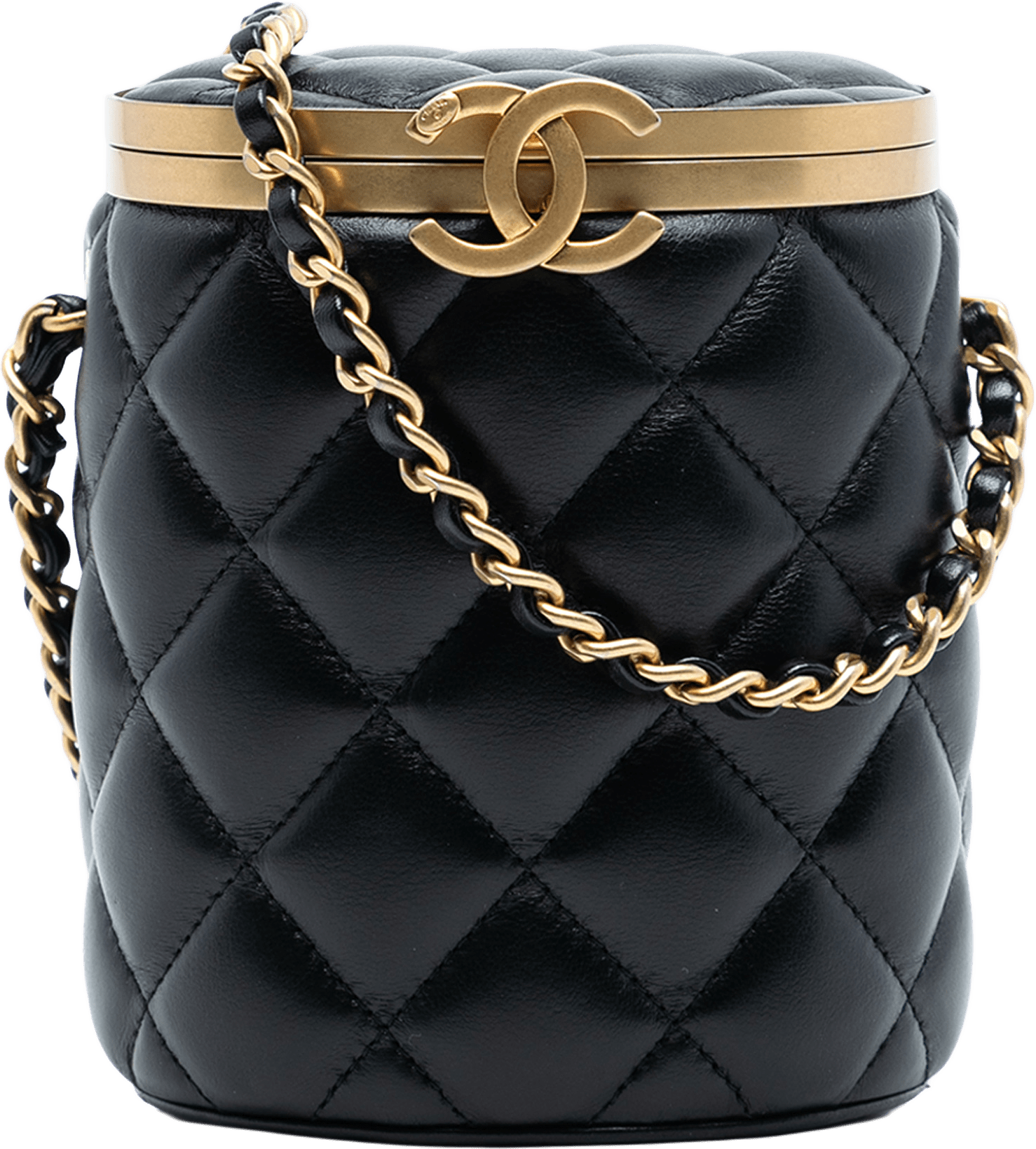 Chanel Mini Quilted Lambskin Crown Box Bag, från Luxclusif, i färgen black.