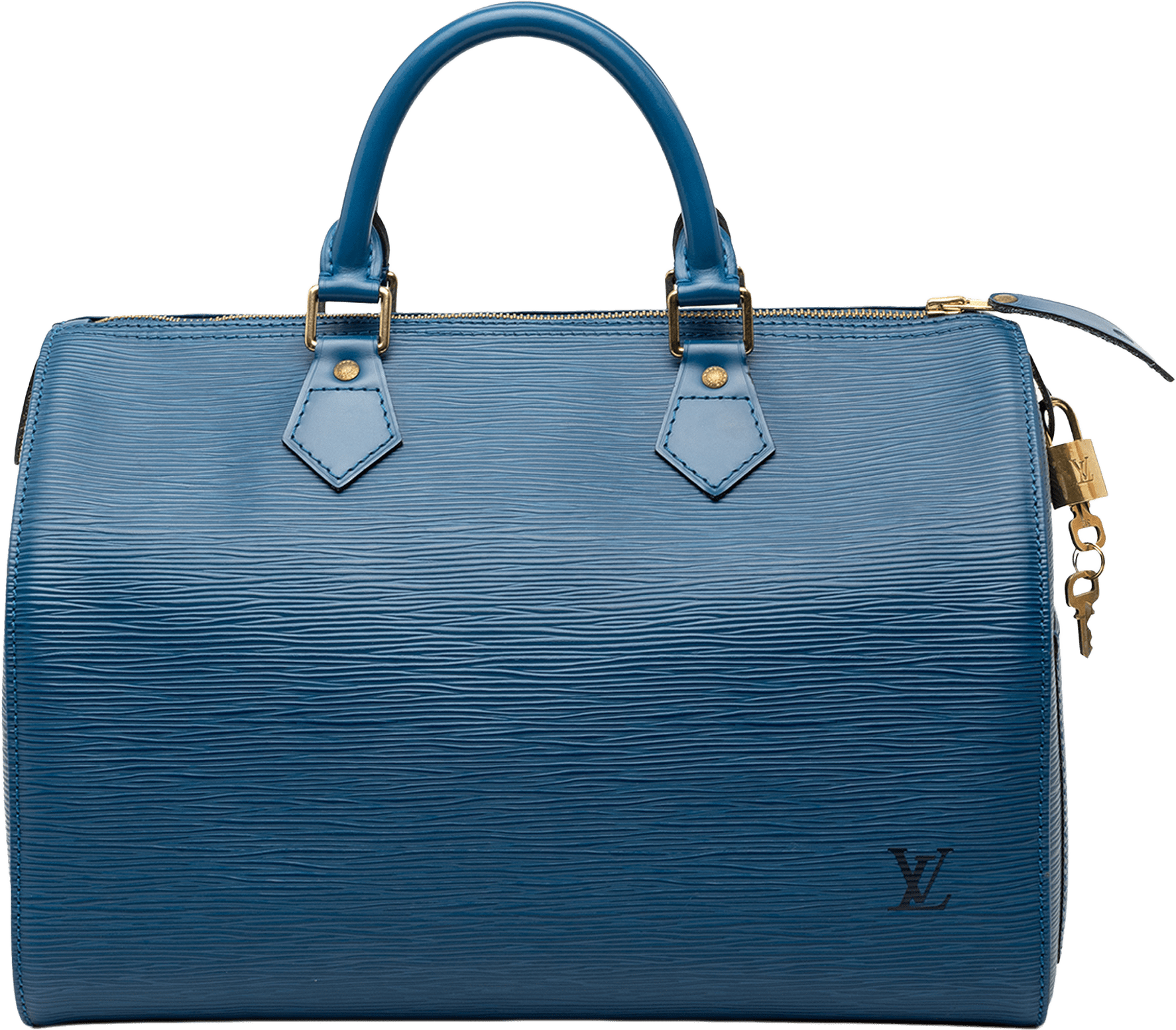 Louis Vuitton Epi Speedy 30, från Luxclusif, i färgen blue.