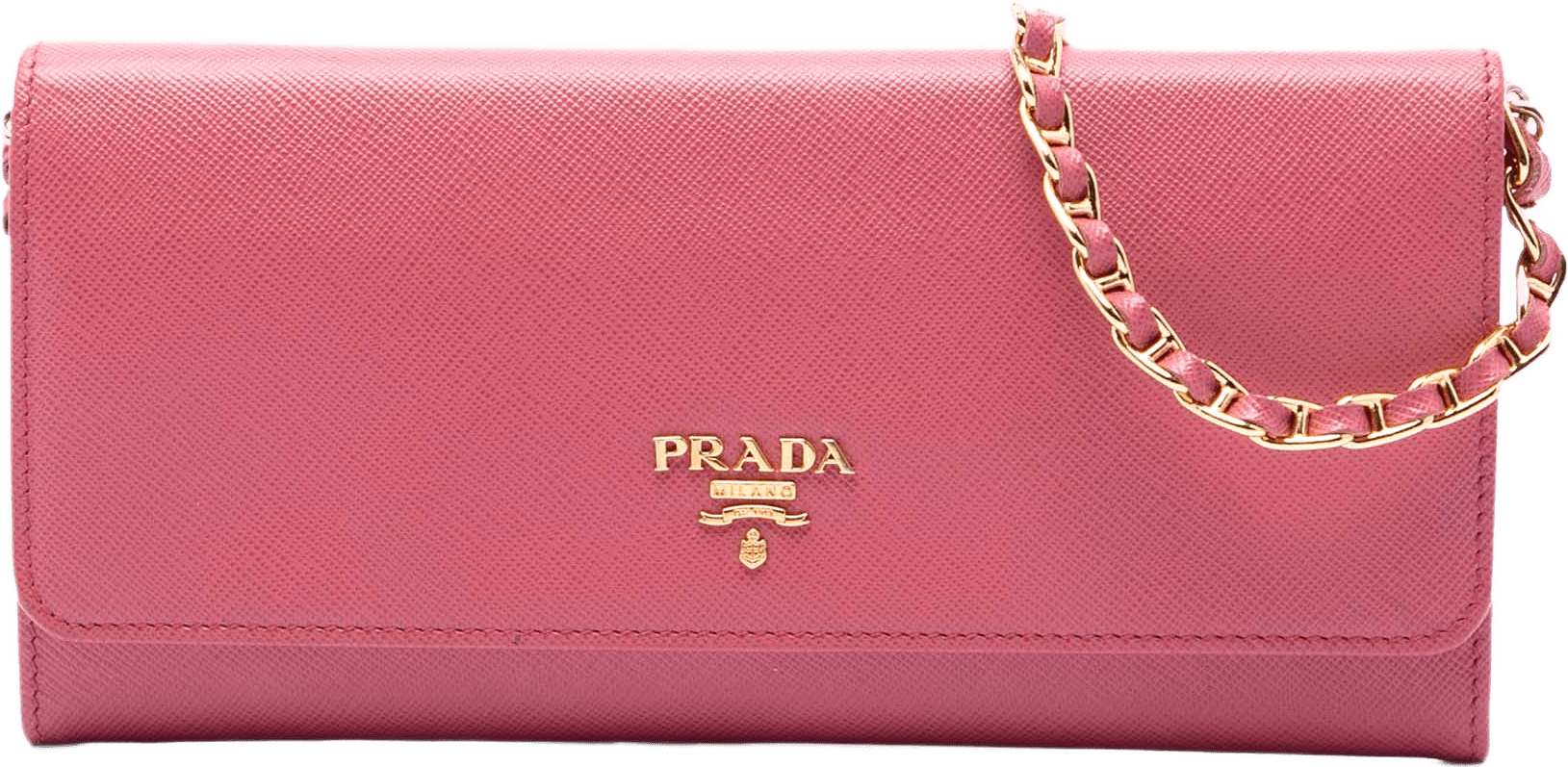 Prada Saffiano Wallet On Chain, från Luxclusif, i färgen pink.