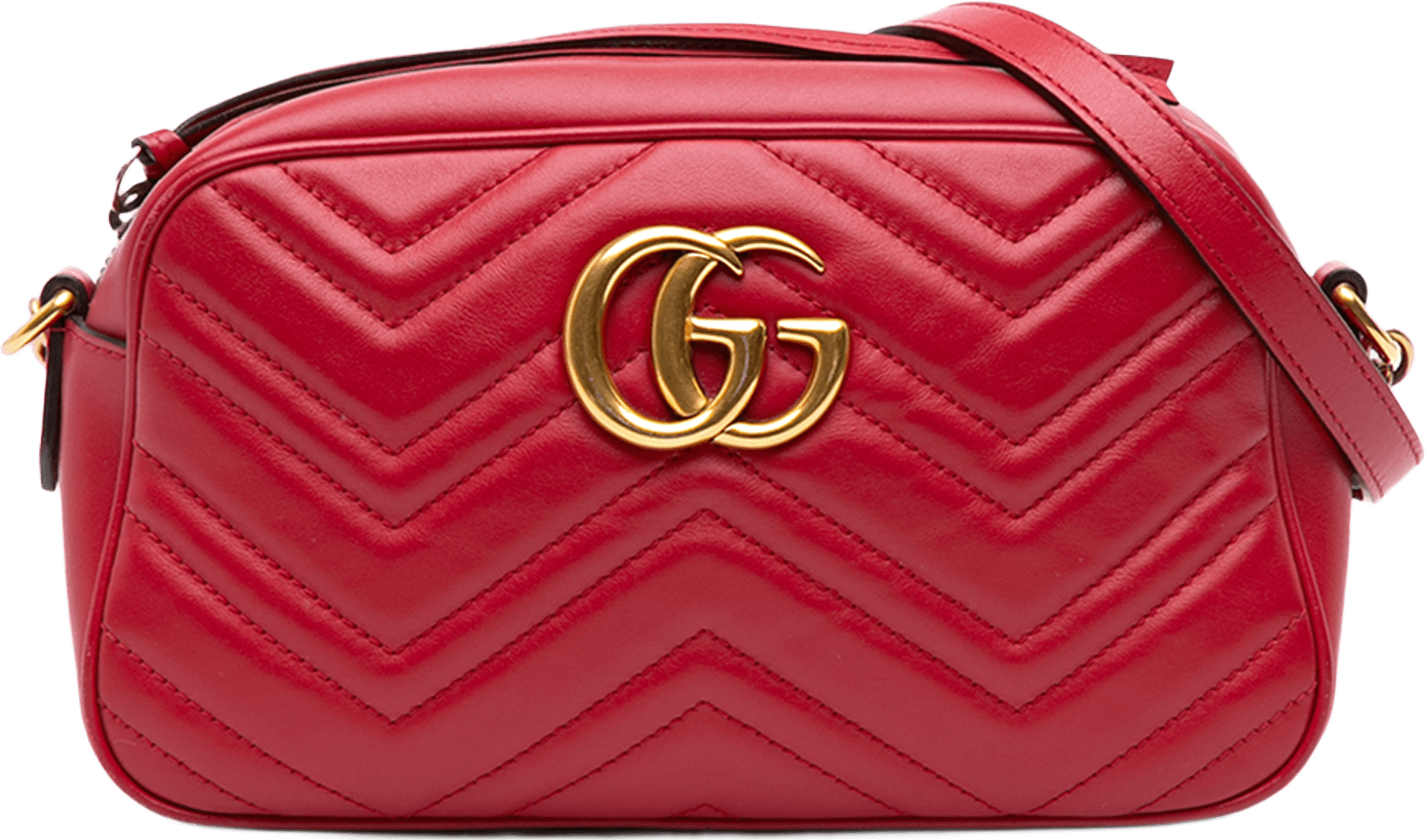 Gucci Small Gg Marmont Matelasse Leather Crossbody, från Luxclusif, i färgen röd.