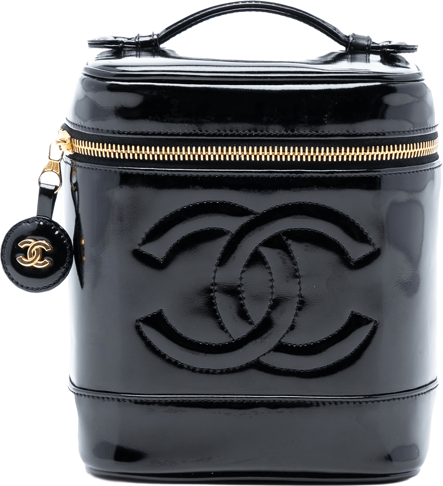 Chanel Cc Patent Vanity Bag, från Luxclusif, i färgen black.