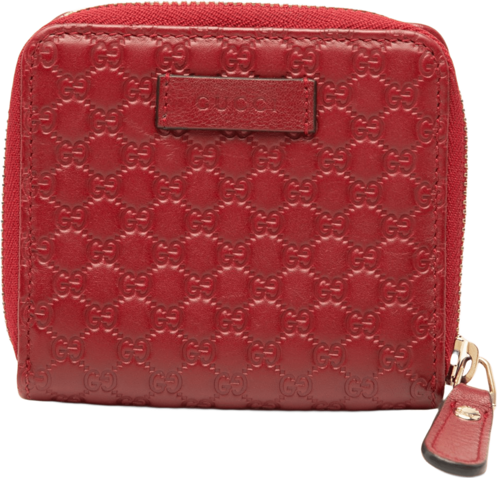Gucci Microguccissima Zip Around Small Wallet, från Luxclusif, i färgen röd.