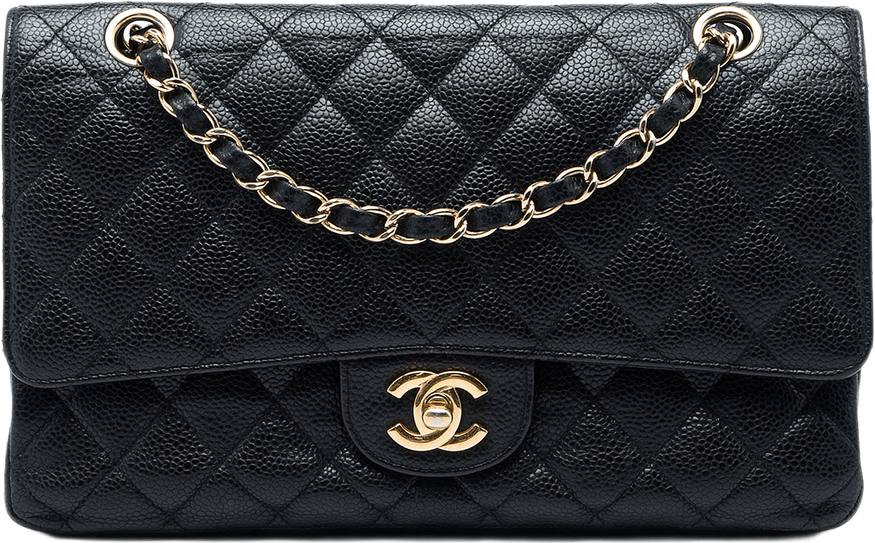 Chanel Medium Classic Caviar Double Flap, från Luxclusif, i färgen svart.