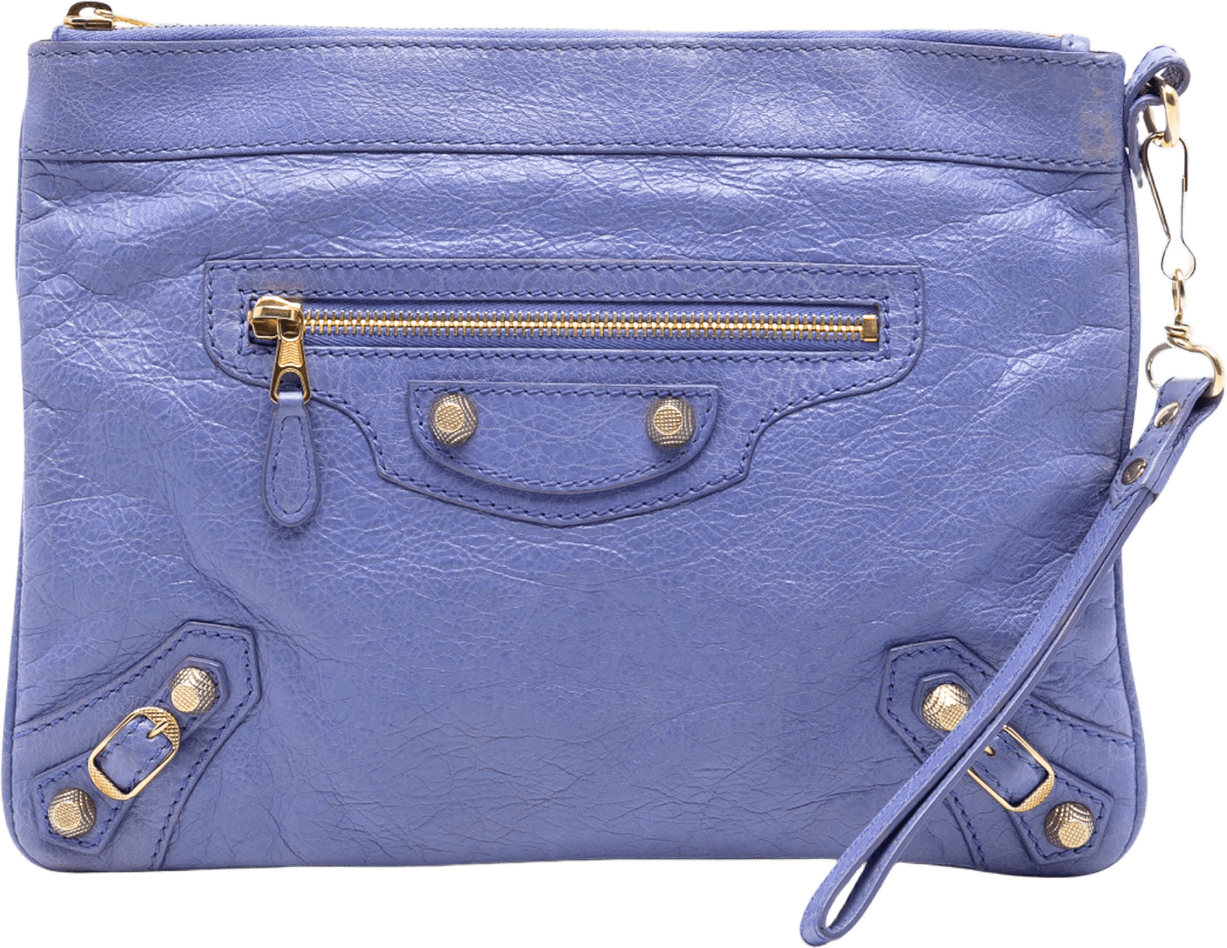 Balenciaga Lambskin Motocross Giant 12 Clutch, från Luxclusif, i färgen lavender.