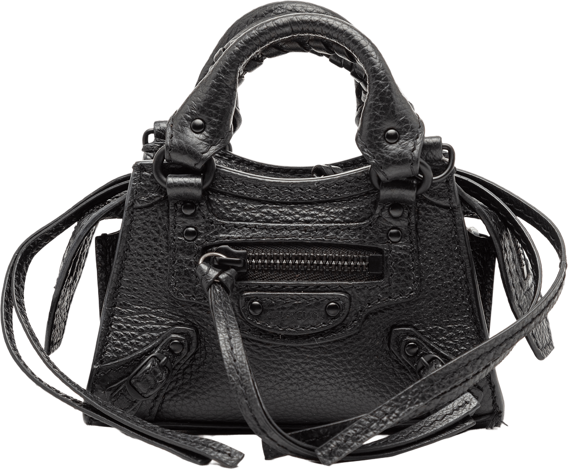 Balenciaga Super Nano Grained Calfskin Neo Classic City Satchel, från Luxclusif, i färgen black.