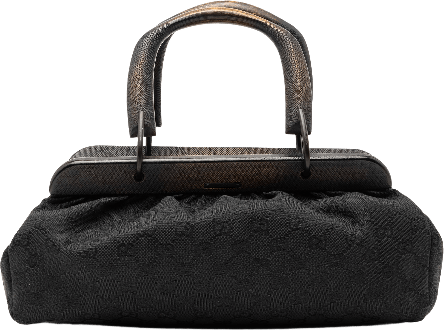 Gucci Gg Canvas Wood Frame Handbag, från Luxclusif, i färgen black.