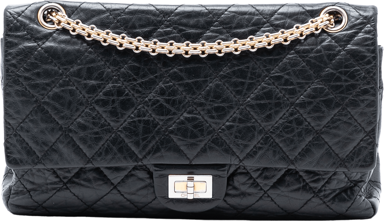 Chanel Quilted Aged Calfskin Reissue 2.55 Double Flap 226, från Luxclusif, i färgen black.