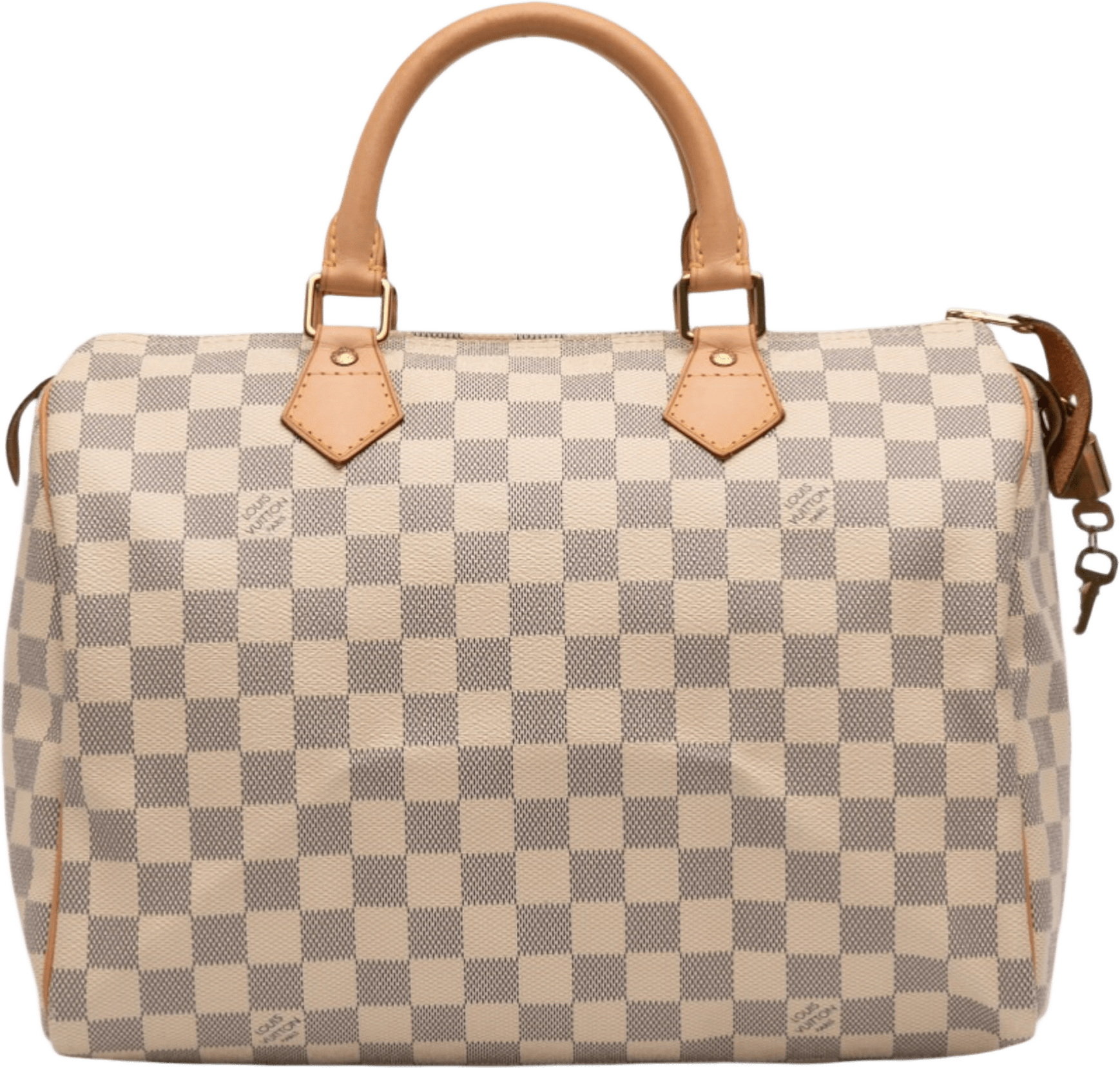 Louis Vuitton Damier Azur Speedy 30, från Luxclusif, i färgen white.