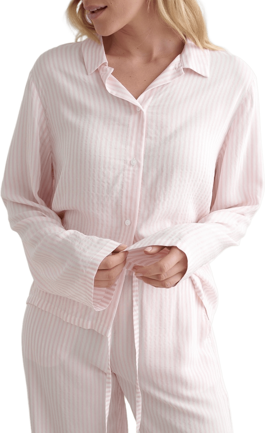 Winter Bloom Stripe Pyjama Shirt, från aim'n, i färgen winter bloom stripe.