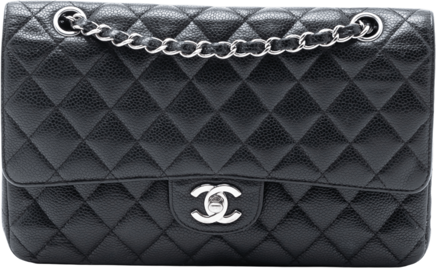 Chanel Medium Classic Caviar Double Flap, från Luxclusif, i färgen black.