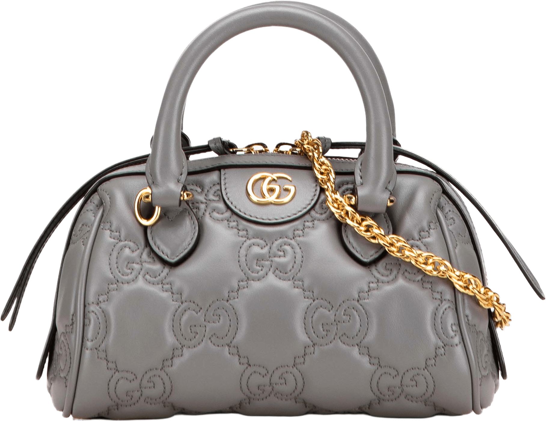 Gucci Mini Gg Matelasse Leather Marmont Satchel, från Luxclusif, i färgen gray.