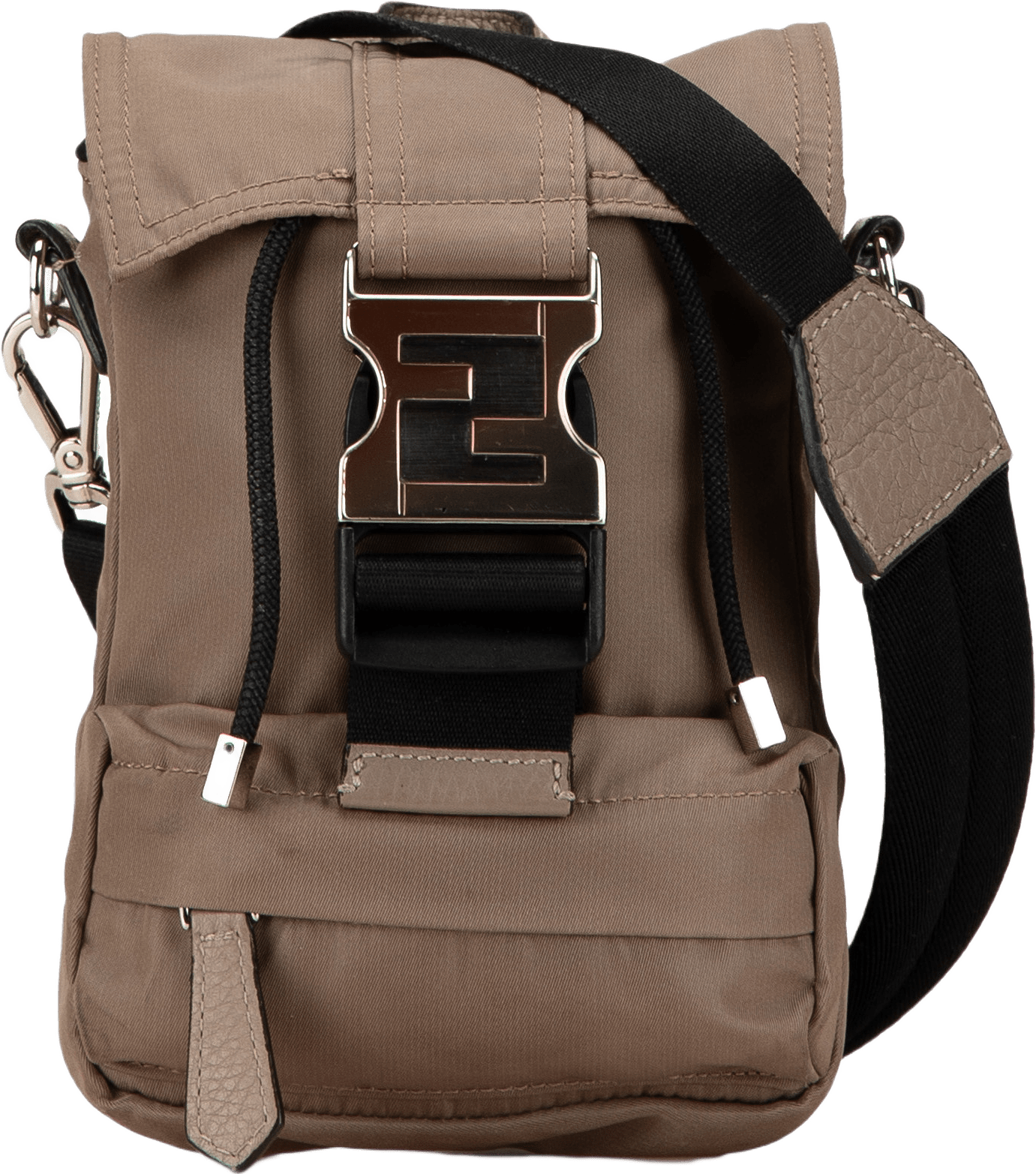 Fendi Mini Fendiness Nylon Convertible Backpack, från Luxclusif, i färgen taupe.