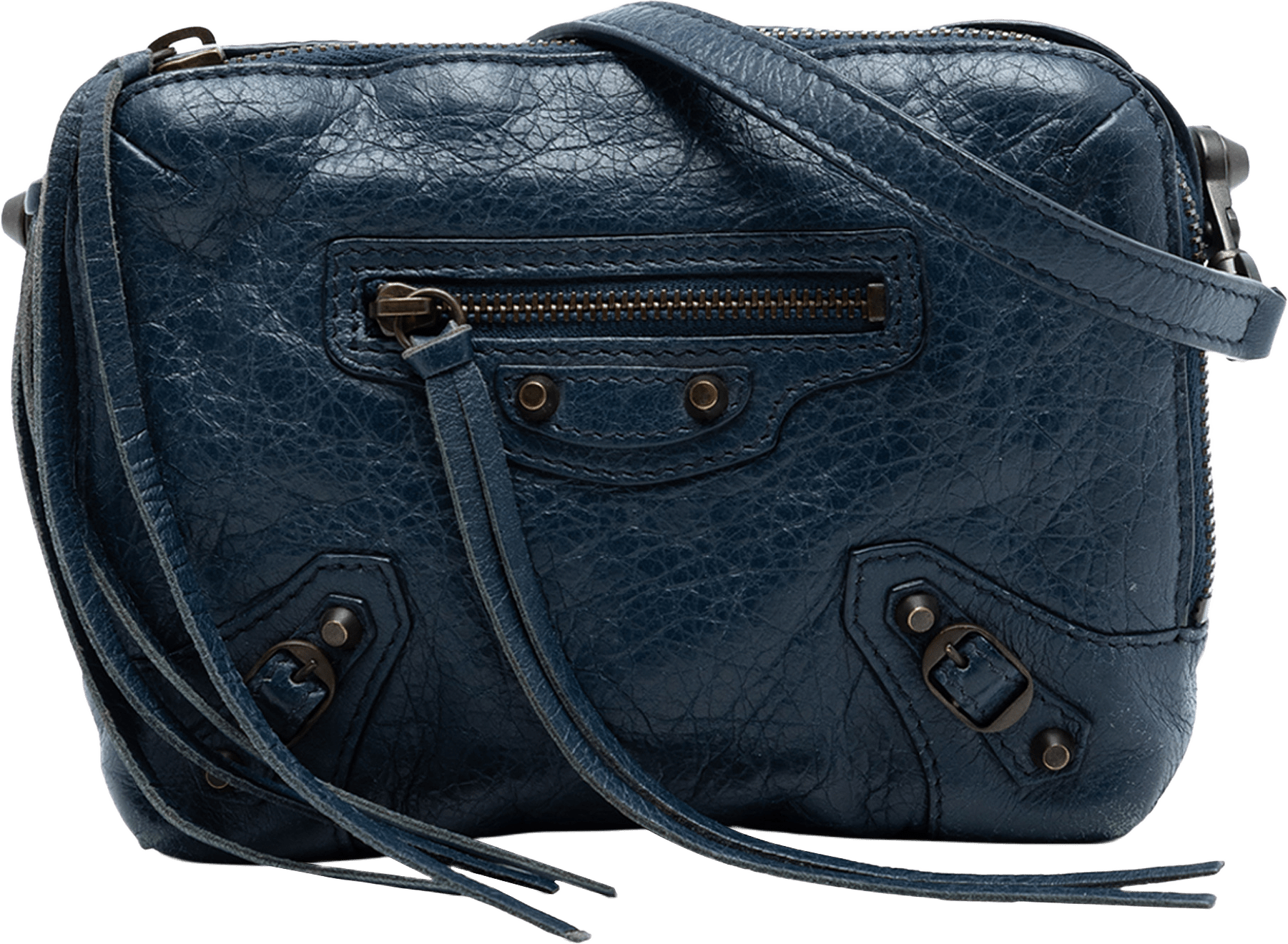 Balenciaga Lambskin Motocross Classic Reporter Xs, från Luxclusif, i färgen navy.