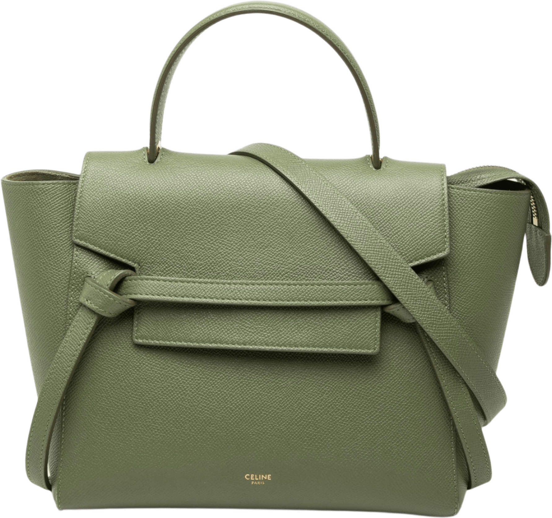 Celine Micro Grained Calfskin Belt Bag, från Luxclusif, i färgen grön.