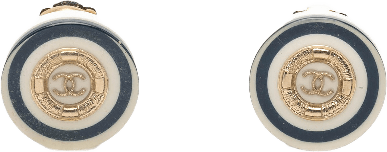 Chanel Cc Gold Plated Resin Button Clip On Earrings, från Luxclusif, i färgen white.
