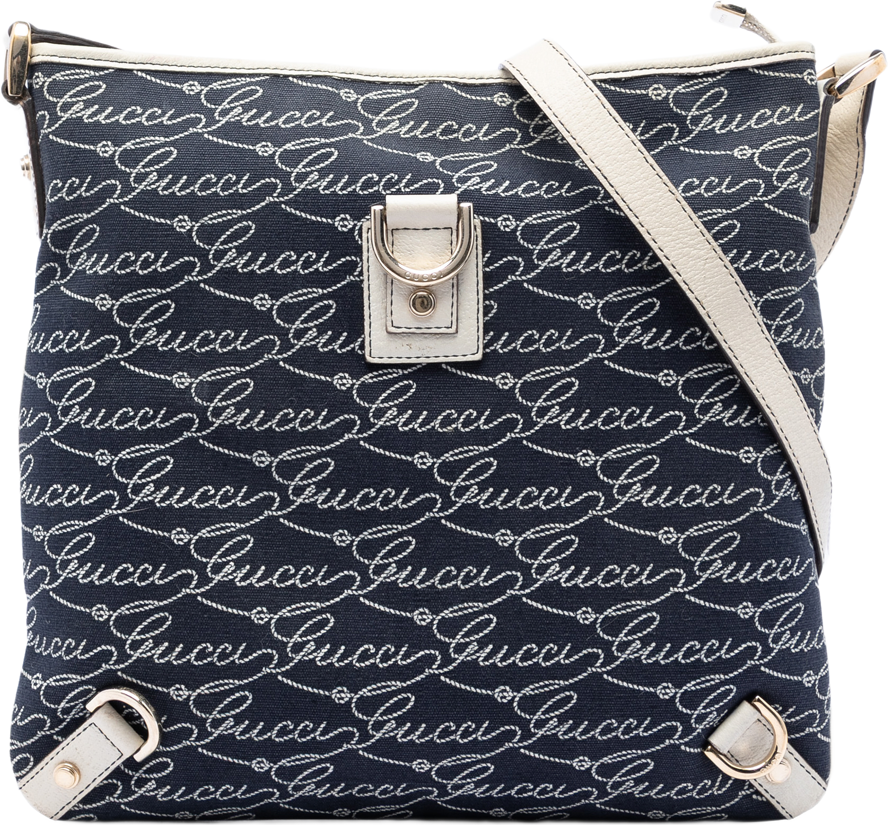 Gucci 85th Anniversary Denim Abbey D Ring Crossbody, från Luxclusif, i färgen blå.