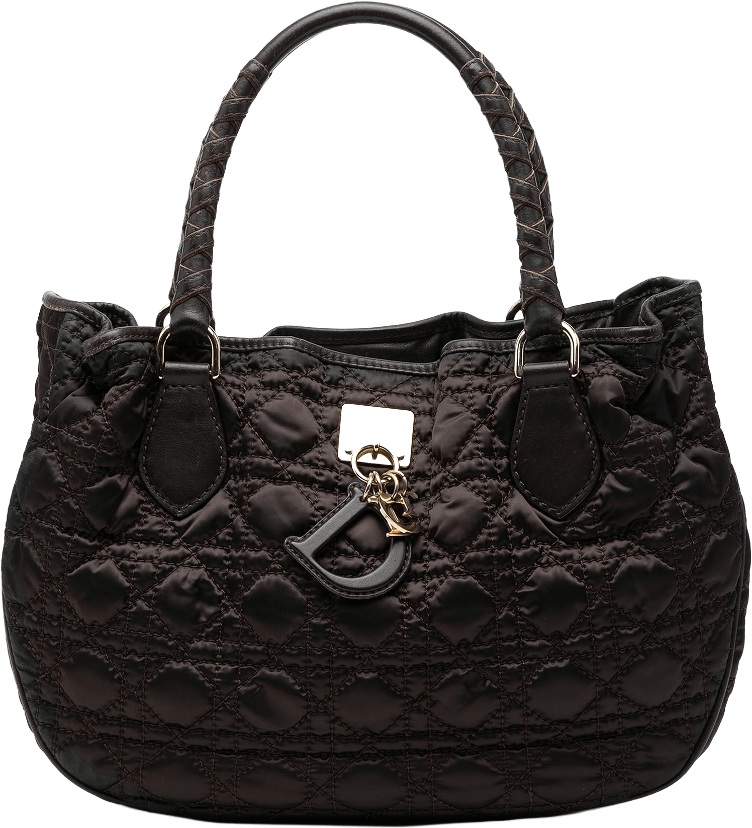 Dior Nylon Cannage Lovely Handbag, från Luxclusif, i färgen dark brown.