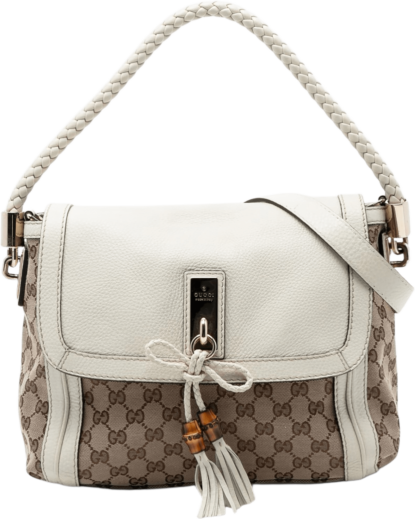 Gucci Gg Canvas Bella Flap Satchel, från Luxclusif, i färgen beige.