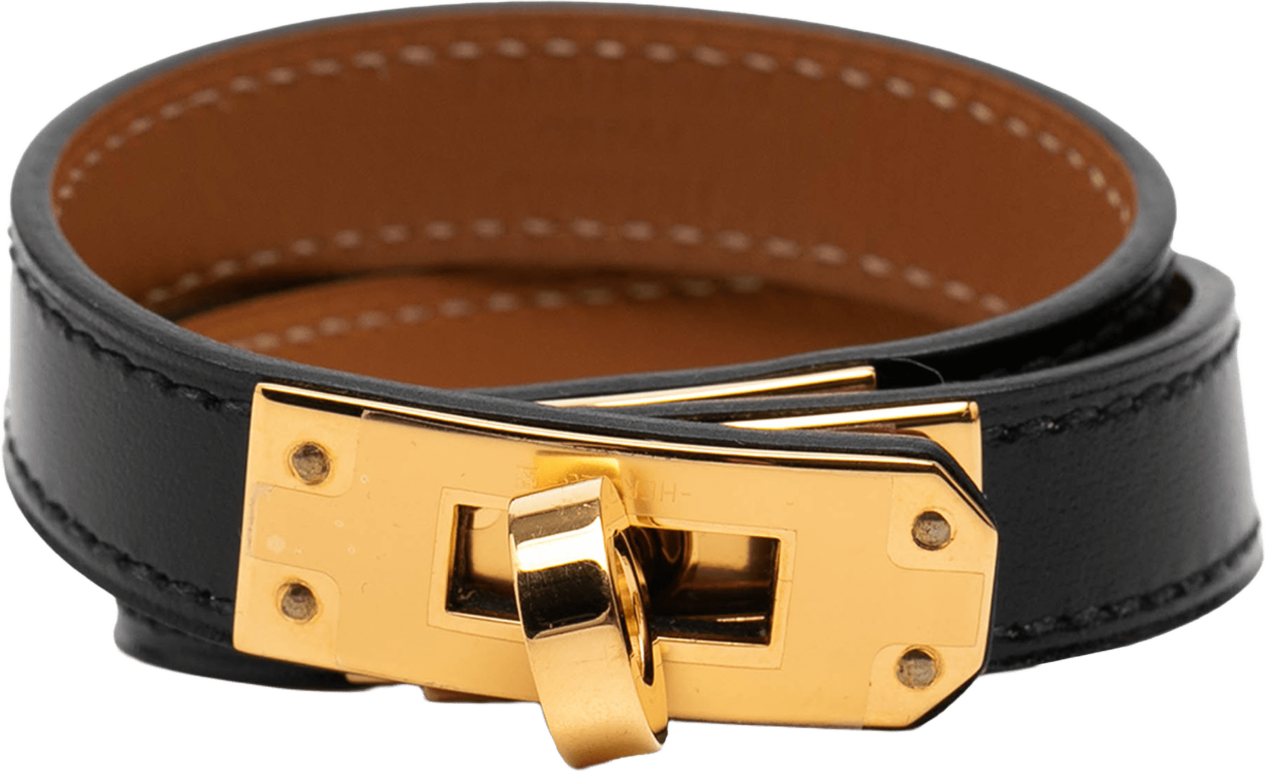 Hermès Swift Kelly Double Tour Bracelet, från Luxclusif, i färgen black.