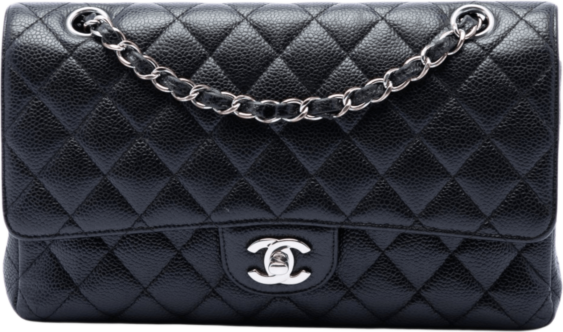 Chanel Medium Classic Caviar Double Flap, från Luxclusif, i färgen black.