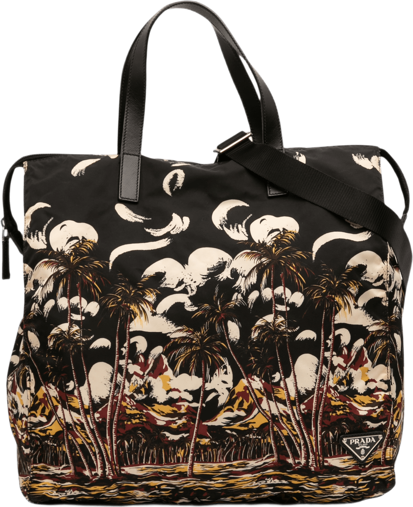 Prada Tessuto Stampato Satchel, från Luxclusif, i färgen black.