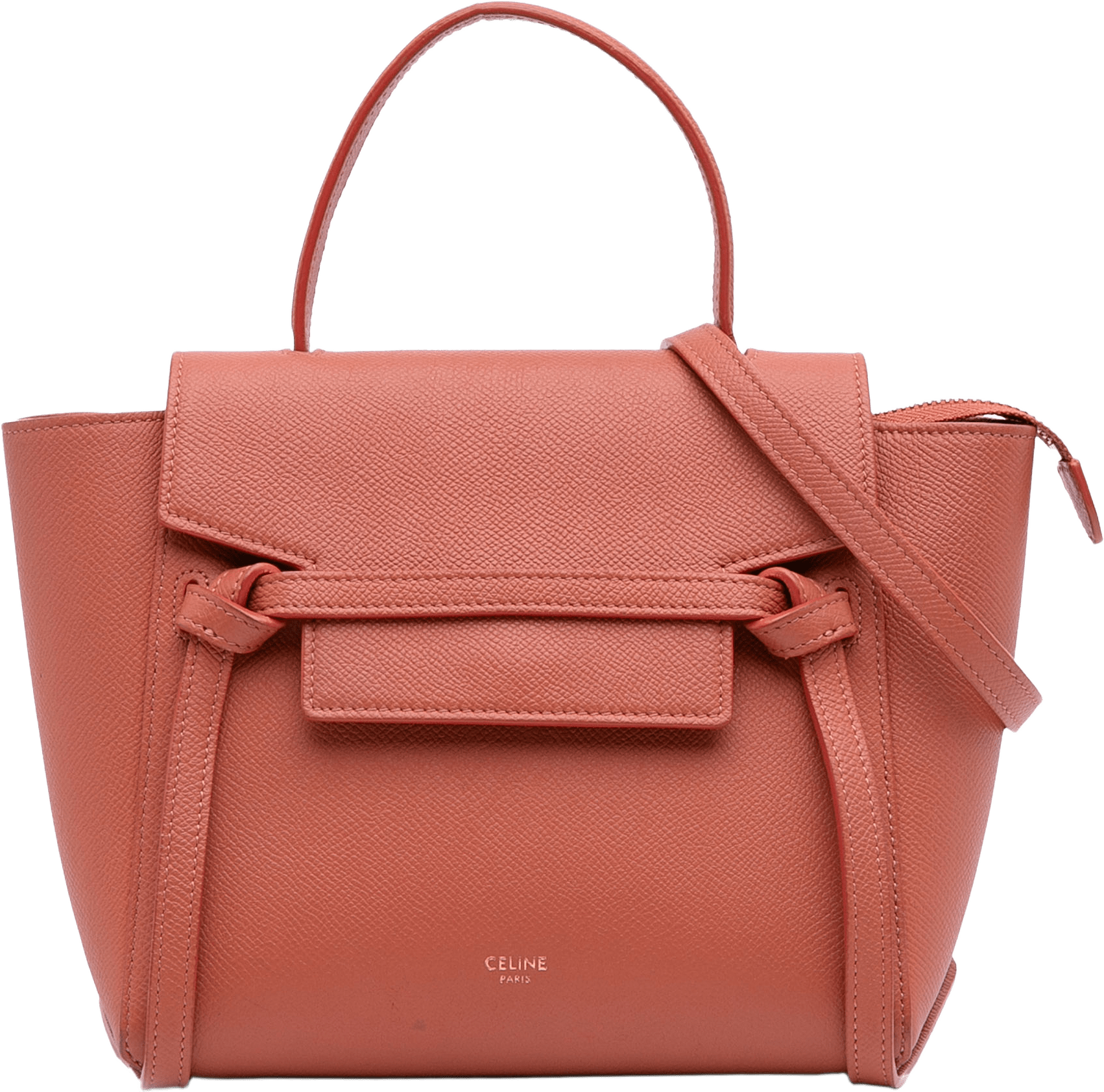 Celine Nano Grained Calfskin Belt Bag, från Luxclusif, i färgen peach.