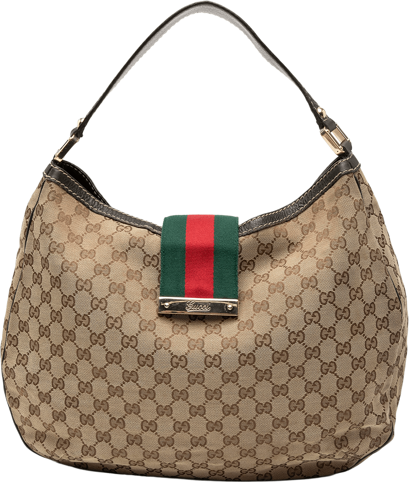 Gucci Large Gg Canvas Web New Ladies Hobo, från Luxclusif, i färgen beige.